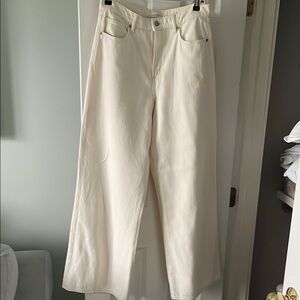 LOFT Cream Wide Leg Jeans